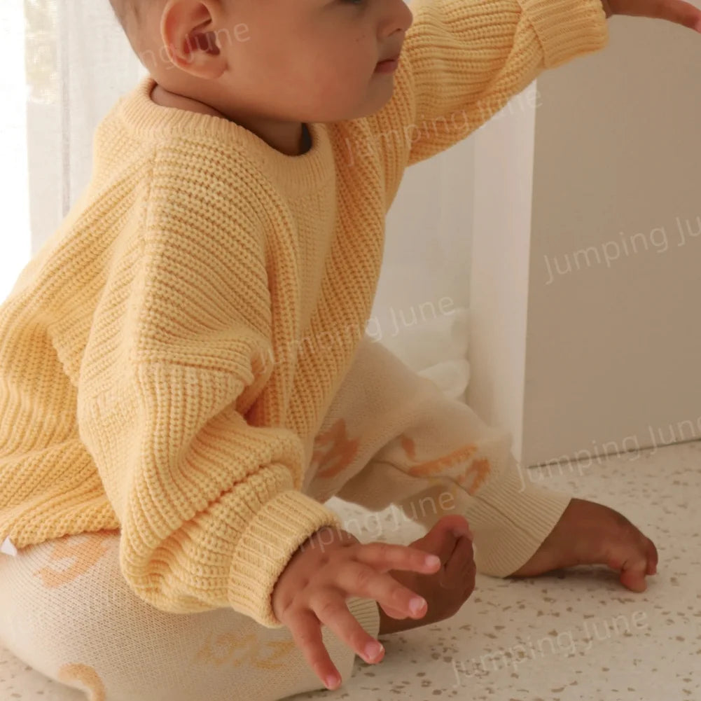 Pastel Colour Oversized Chunky Knit Baby Jumper Kids Slouchy Sweatersuit Cable Knitting Boys Girls Toddler Sweater
