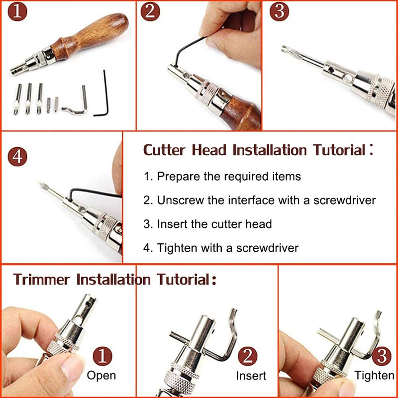 Adjustable Leather Edge Stitching Groover Leathercraft Tool Digging Sharp Knife Groover Kit Leather Craft Shovel Device