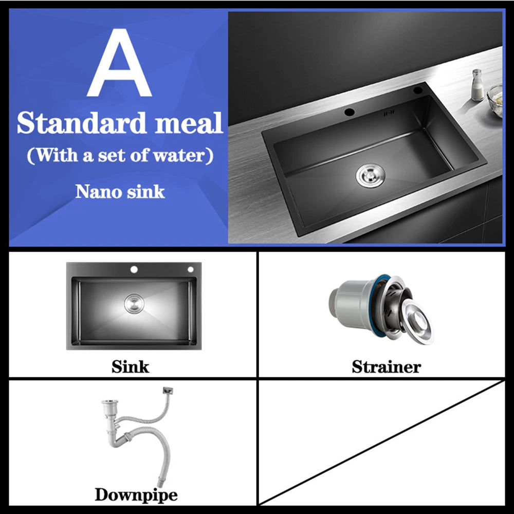 DQOK Stainless Steel Kitchen Sink Slot Dish Basin Kitchen Sink Drain Basket And Drain Pip Rectangular