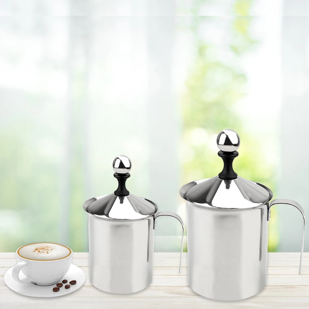 Stainless Steel Double Mesh Milk Creamer Milk Foam Mesh Coffee Foamer Manual Milk Frother Kitchen Tools 400/800ML
