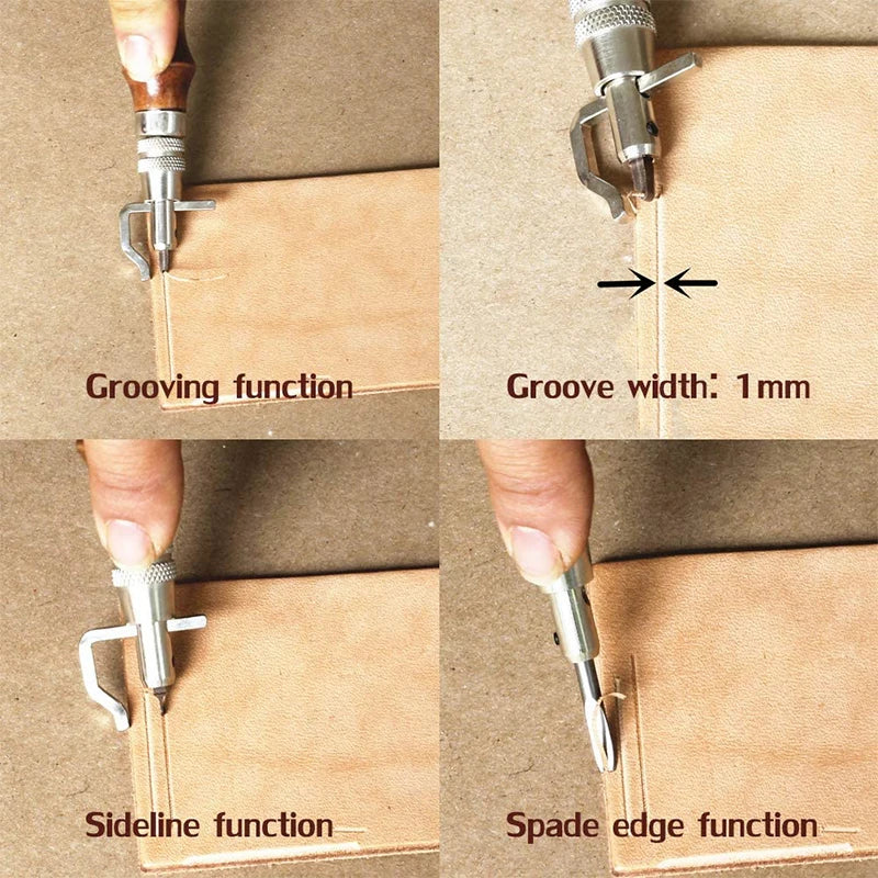 Adjustable Leather Edge Stitching Groover Leathercraft Tool Digging Sharp Knife Groover Kit Leather Craft Shovel Device