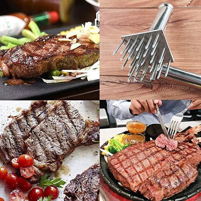 Stainless Steel Meat Needles Meat Hammer Pounders Wooden Handle Profession Meat Tenderizer For Beef Tender Steak Kitchen Tools