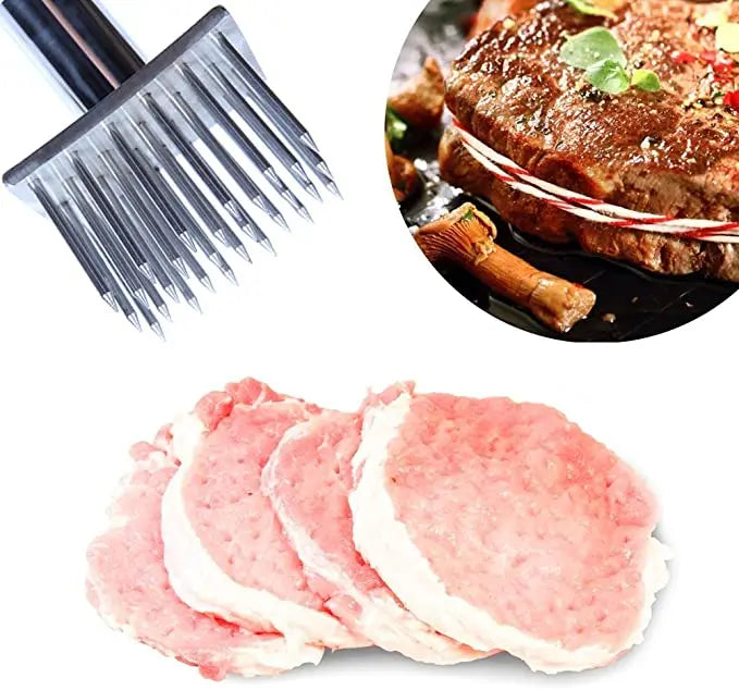 Stainless Steel Meat Needles Meat Hammer Pounders Wooden Handle Profession Meat Tenderizer For Beef Tender Steak Kitchen Tools