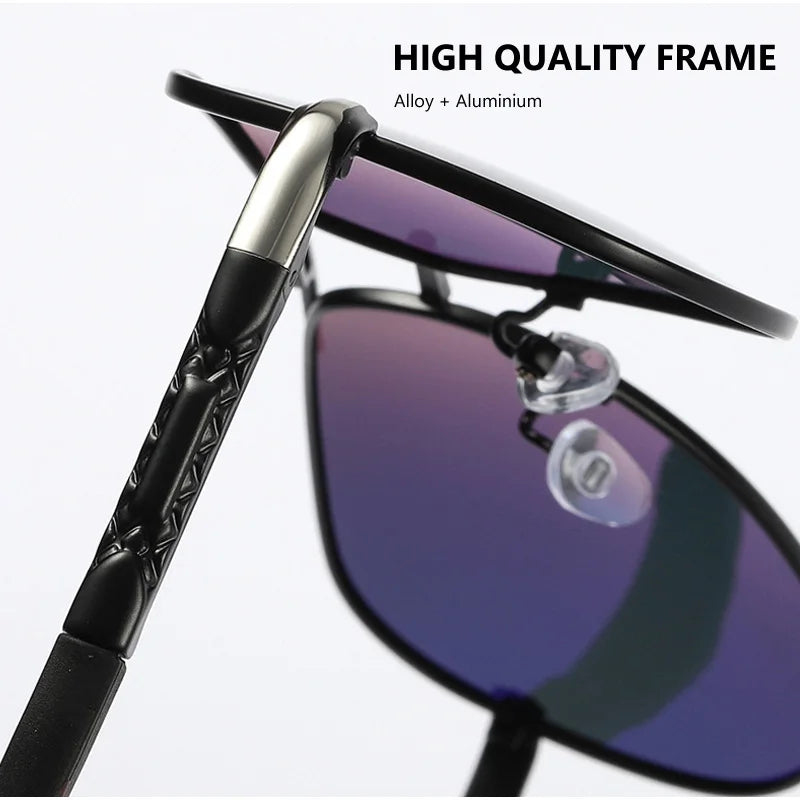 AOWEAR Aviation Luxury Sunglasses Men Polarized Oversized Driving Mirror Glasses Male Brand Designer Retro Eyewear with Case
