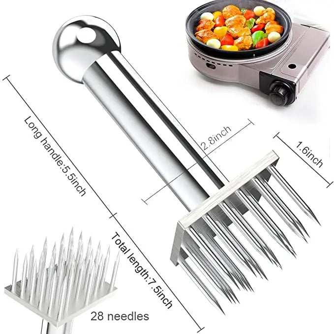 Stainless Steel Meat Needles Meat Hammer Pounders Wooden Handle Profession Meat Tenderizer For Beef Tender Steak Kitchen Tools