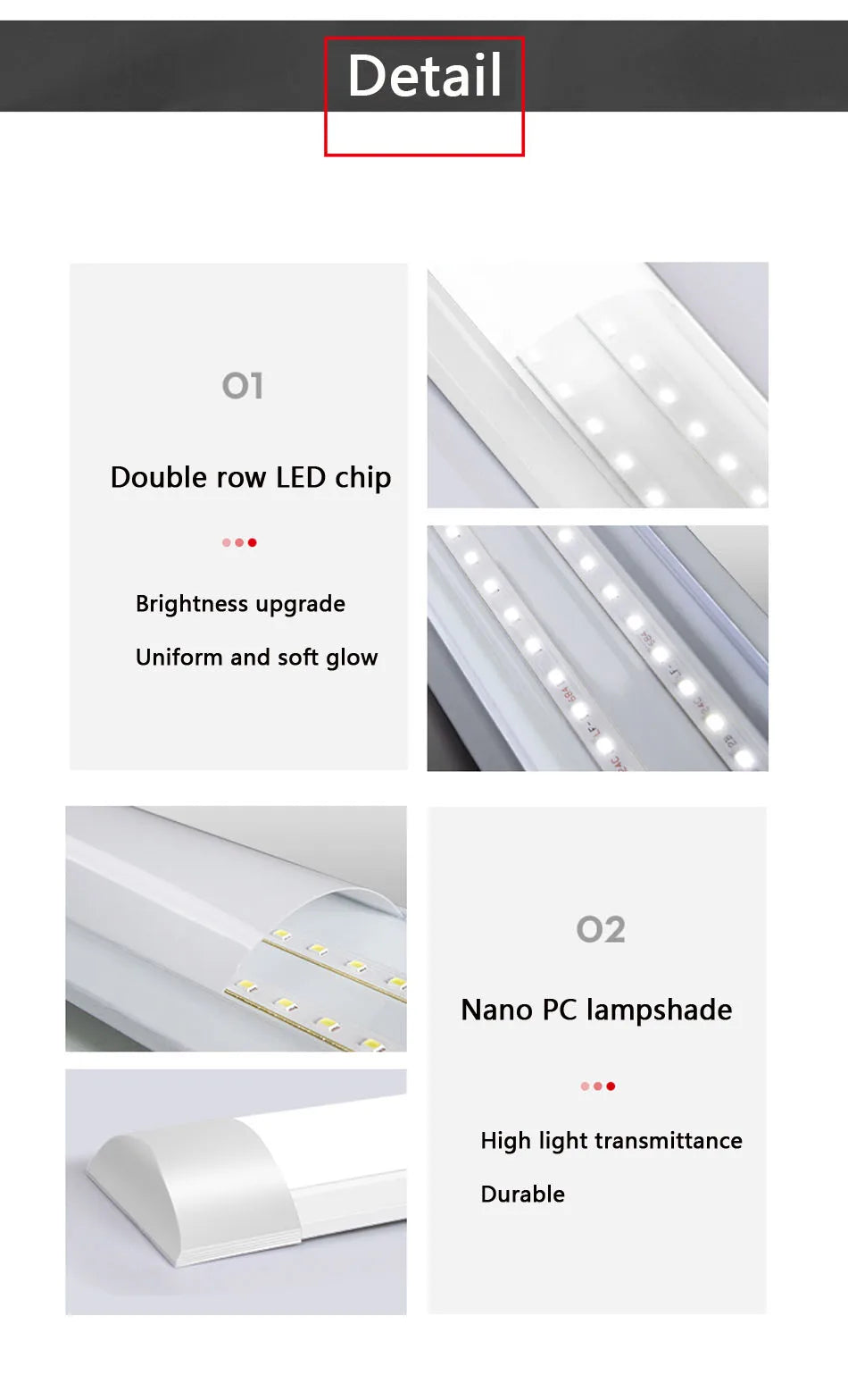 Led Tube Light 10W 30cm 20W 56cm Bar Lights Fluorescent led for Kitchen Under Cabinet Wall Lamps Home Lighting 110V 220V