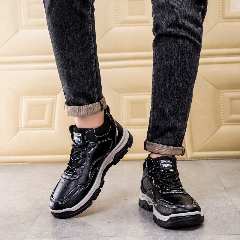 High Quality Leather Men Shoes Fashion Mens Casual shoes Comfortable Male Walking Sneakers Breathable Retro Non-slip Sport Shoes