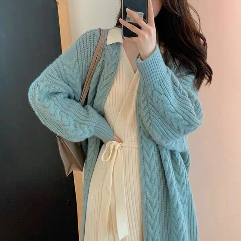 Women Sweater Cardigans Autumn Winter Knitted Jackets Korean Loose Oversized Long Sleeve Elegance Sweet Casual Coats New Basics