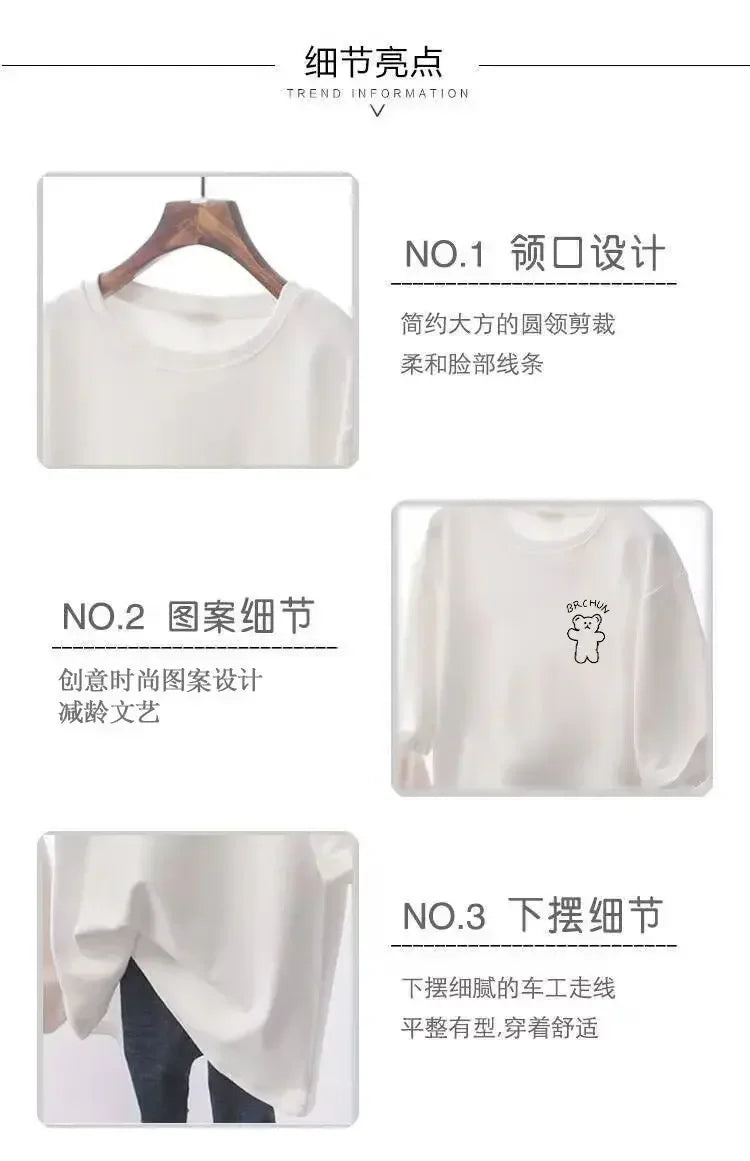 Women's casual loose oversized T-shirt, basic cartoon short sleeved top, 100 cotton, M-6XL elegant sweater