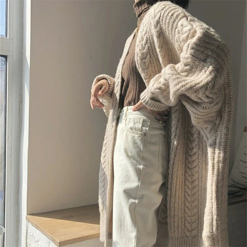 Women Sweater Cardigans Autumn Winter Knitted Jackets Korean Loose Oversized Long Sleeve Elegance Sweet Casual Coats New Basics