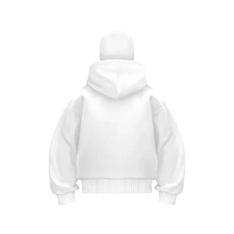 Y2K Zip up Hoodie vintage Double Hat resistant Gothic Printing Oversized Hoodie Men Women Hip hop Fashion Streetwear Jacket top