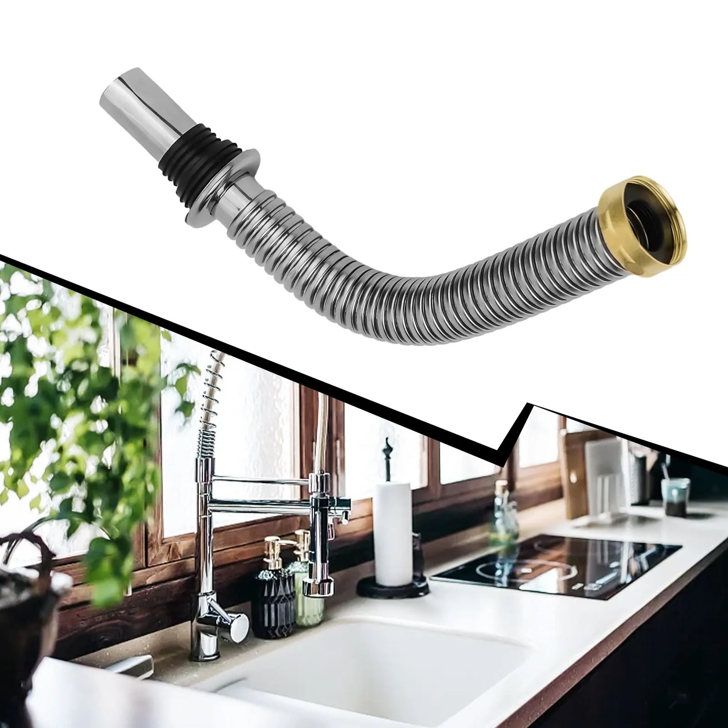 40/60cm Stainless Steel Bathroom Kitchen Sink Siphon Waste Drain Flexible Pipe Hose Home Retractable Drainage Tube