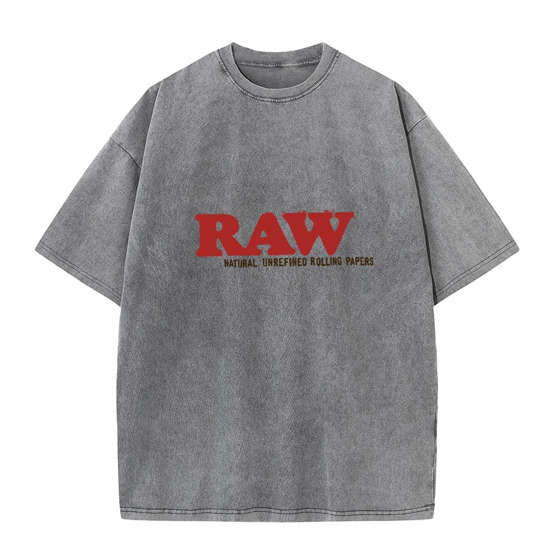Summer New Men's T Shirts Oversized Loose Clothes Retro Short Sleeves Fashion American Raw Letters Print Crew Neck T Shirts