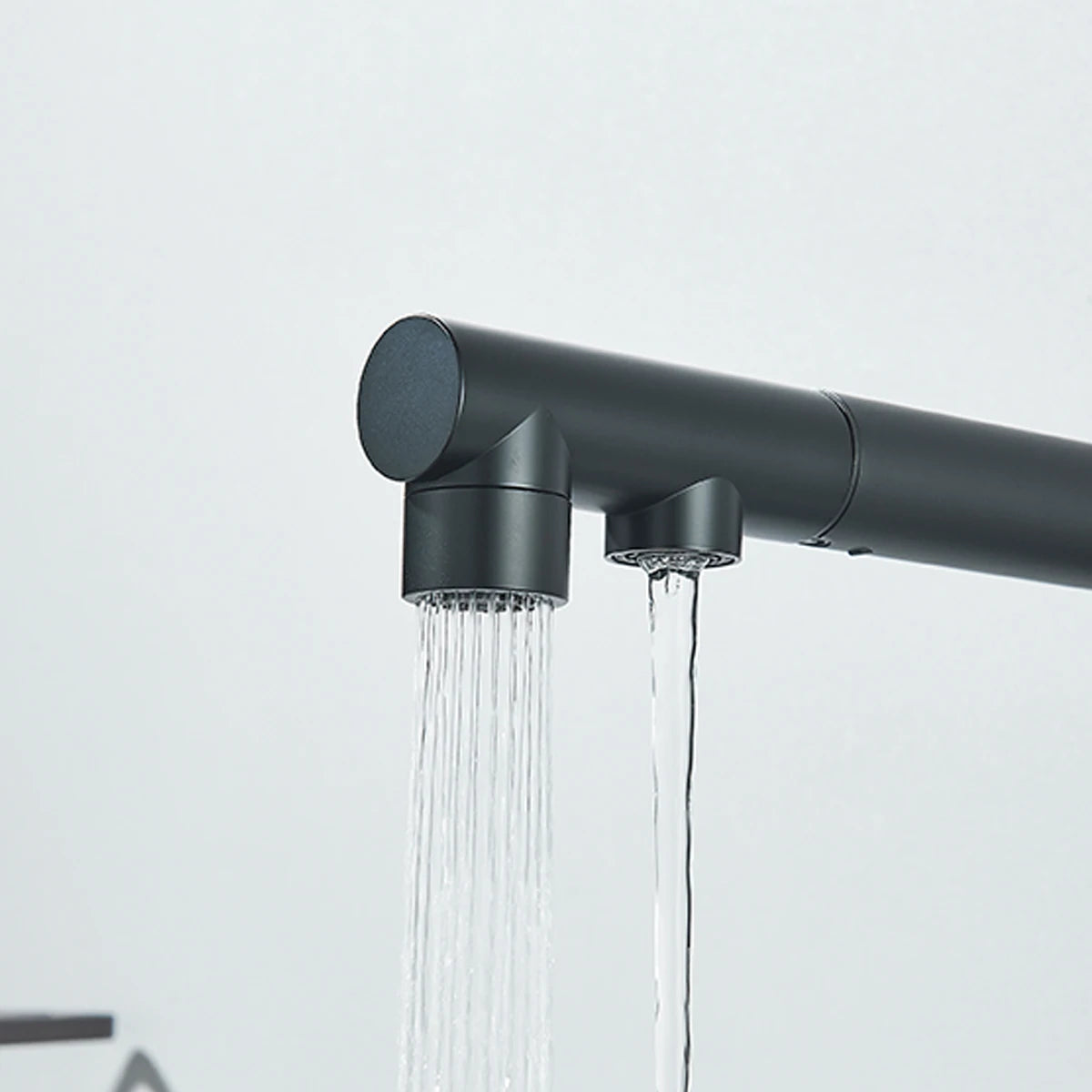 Chrome Black Filter Pull Out Kitchen Faucet Deck Mount 360 Degree Rotation Purified Tapware Cold Hot Crane Tap Dual Spouts Drink