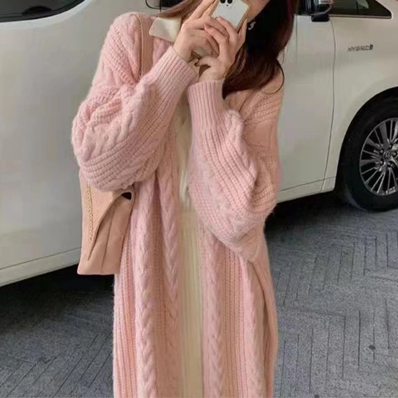 Women Sweater Cardigans Autumn Winter Knitted Jackets Korean Loose Oversized Long Sleeve Elegance Sweet Casual Coats New Basics