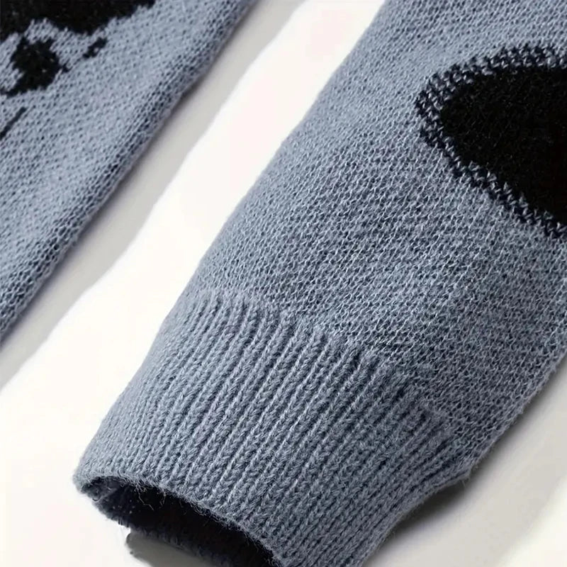 Y2K Style Oversized Sweater Skeleton Print Women Vintage Knitted Pullover Tops FashionAutumn Winter Unisex Streetwear Sweaters