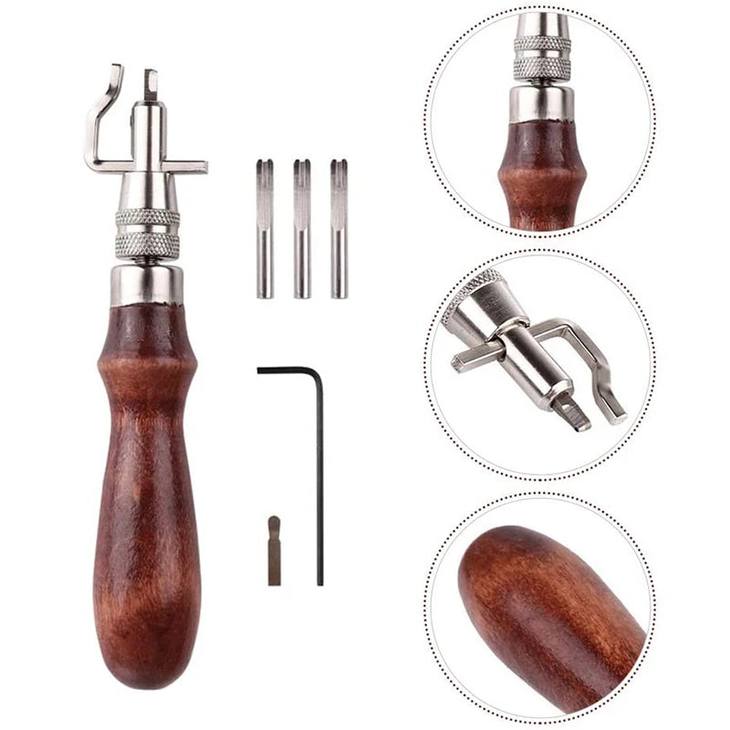 Adjustable Leather Edge Stitching Groover Leathercraft Tool Digging Sharp Knife Groover Kit Leather Craft Shovel Device