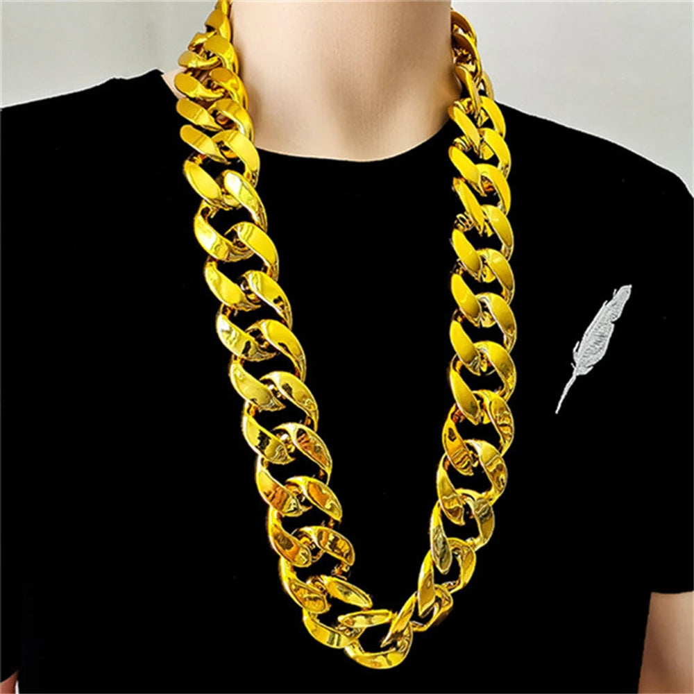 Hip Hop Gold Color Big Acrylic Chunky Chain Necklace For Men Punk Oversized Large Plastic Link Chain Men's Jewelry