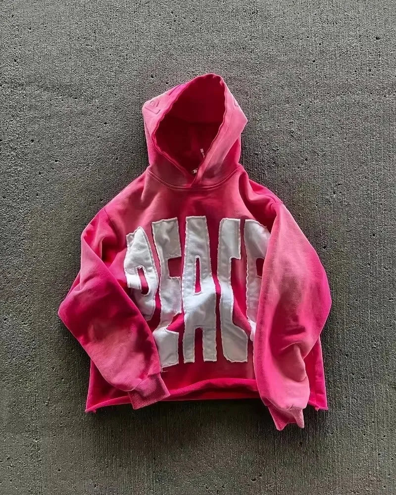Y2K new Harajuku fashion star patch embroidery oversized hoodie women's Gothic hip-hop loose casual sports hoodie street wear