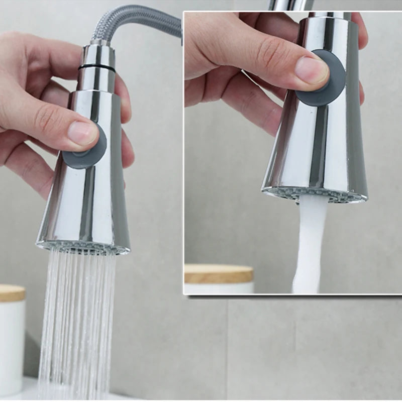 Black/Matte White Kitchen Faucet Single Hole Pull Out Stream Sprayer Head Sink Mixer Tap Deck Mounted Cold Hot Water Chrome Tap