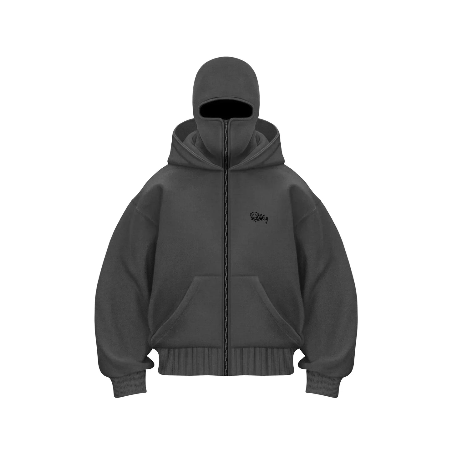 Y2K Zip up Hoodie vintage Double Hat resistant Gothic Printing Oversized Hoodie Men Women Hip hop Fashion Streetwear Jacket top