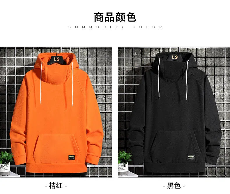 2024 Men's Thick Polar Fleece Sweatshirt Paired Couple Y2k Streetwear Autumn Winter Hood Sports Black Windproof Oversized Hoodie