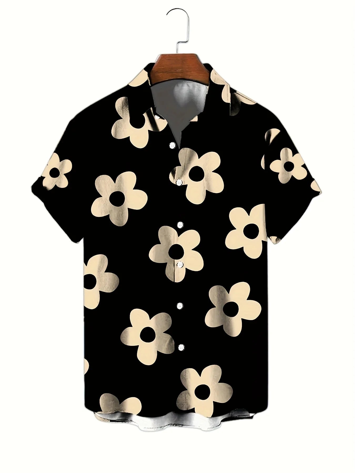 Flower 3D Printed Hawaiian Shirt Summer Beach Vacation Casual Men's Short Sleeve Tops Daily Fashion Loose Oversized Lapel Shirt