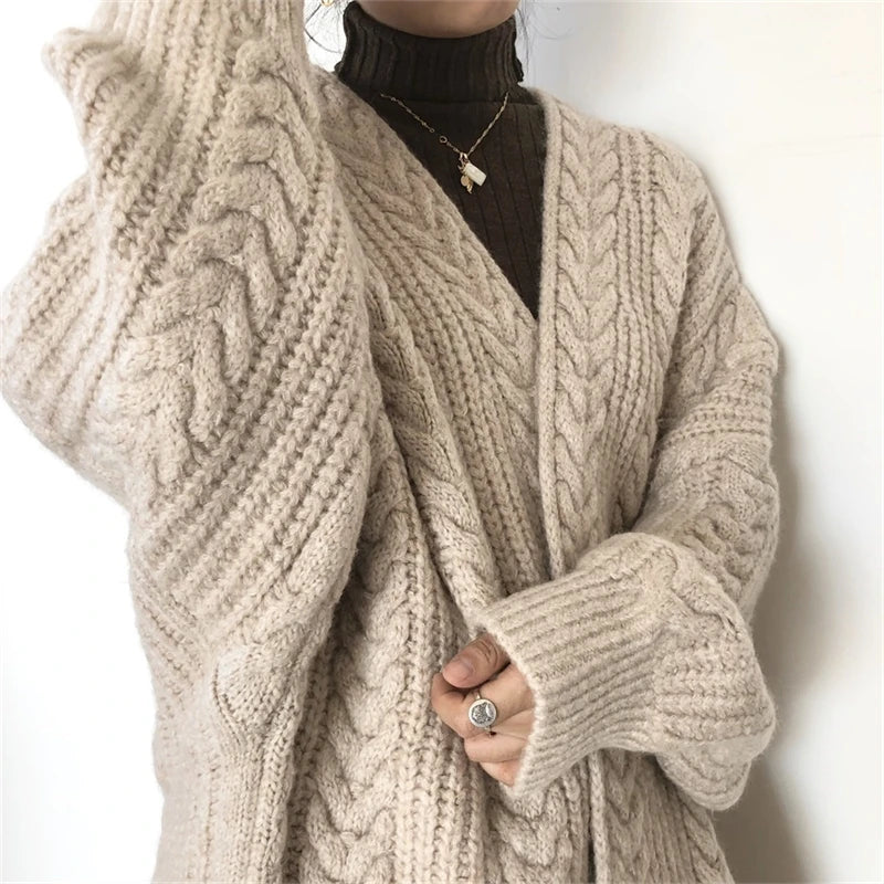 Women Sweater Cardigans Autumn Winter Knitted Jackets Korean Loose Oversized Long Sleeve Elegance Sweet Casual Coats New Basics