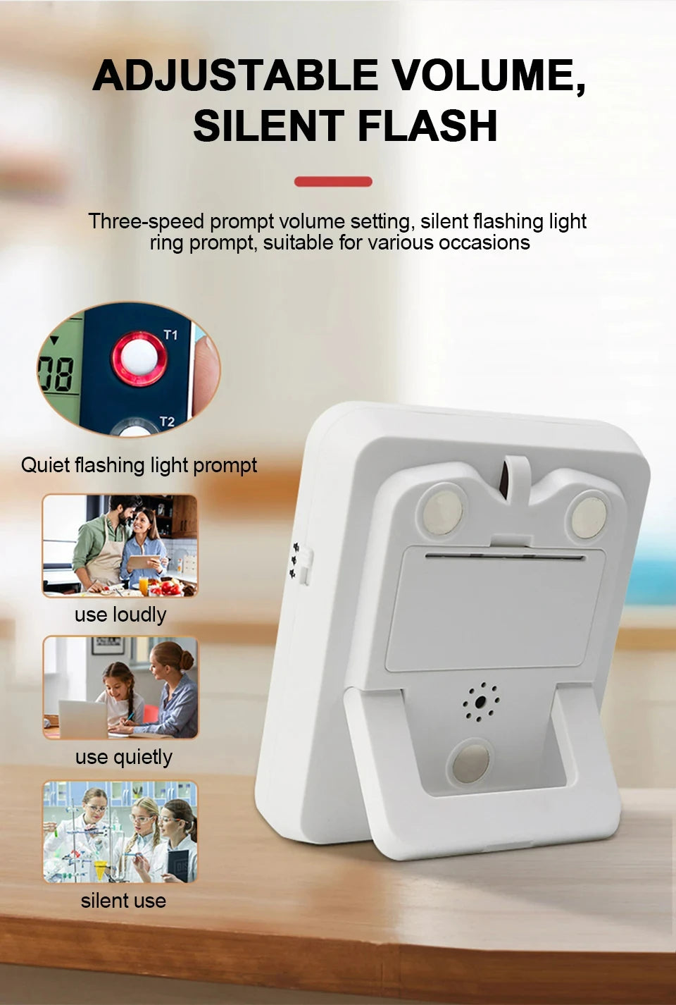 Digital Kitchen Timer 3 Channels Count UP/Down Timer 3 Levels Volume Alarm Clock LCD Display Mute Flashing Timer for Studying