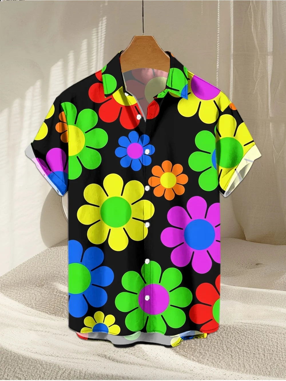 Flower 3D Printed Hawaiian Shirt Summer Beach Vacation Casual Men's Short Sleeve Tops Daily Fashion Loose Oversized Lapel Shirt
