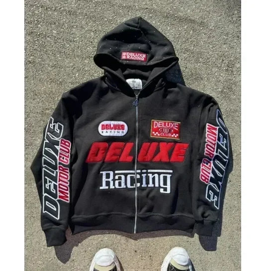 Y2K new Harajuku fashion star patch embroidery oversized hoodie women's Gothic hip-hop loose casual sports hoodie street wear