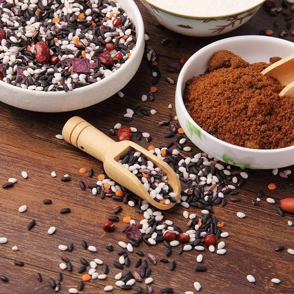 1 pc Wooden Handle Small Salt Shovel Scoop Teaspoon Ground Milk Powder Coffee Scoops Condiment Spoon