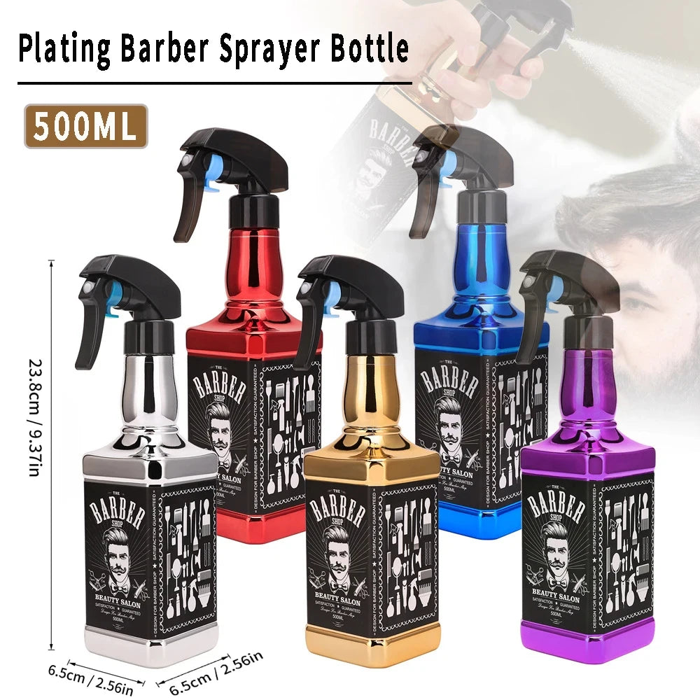 500ML Plating Barber Haircut Spray Bottle Empty Continuous Atomizer Water Sprayer For Salon Hairdresser Accessories Barber Tools