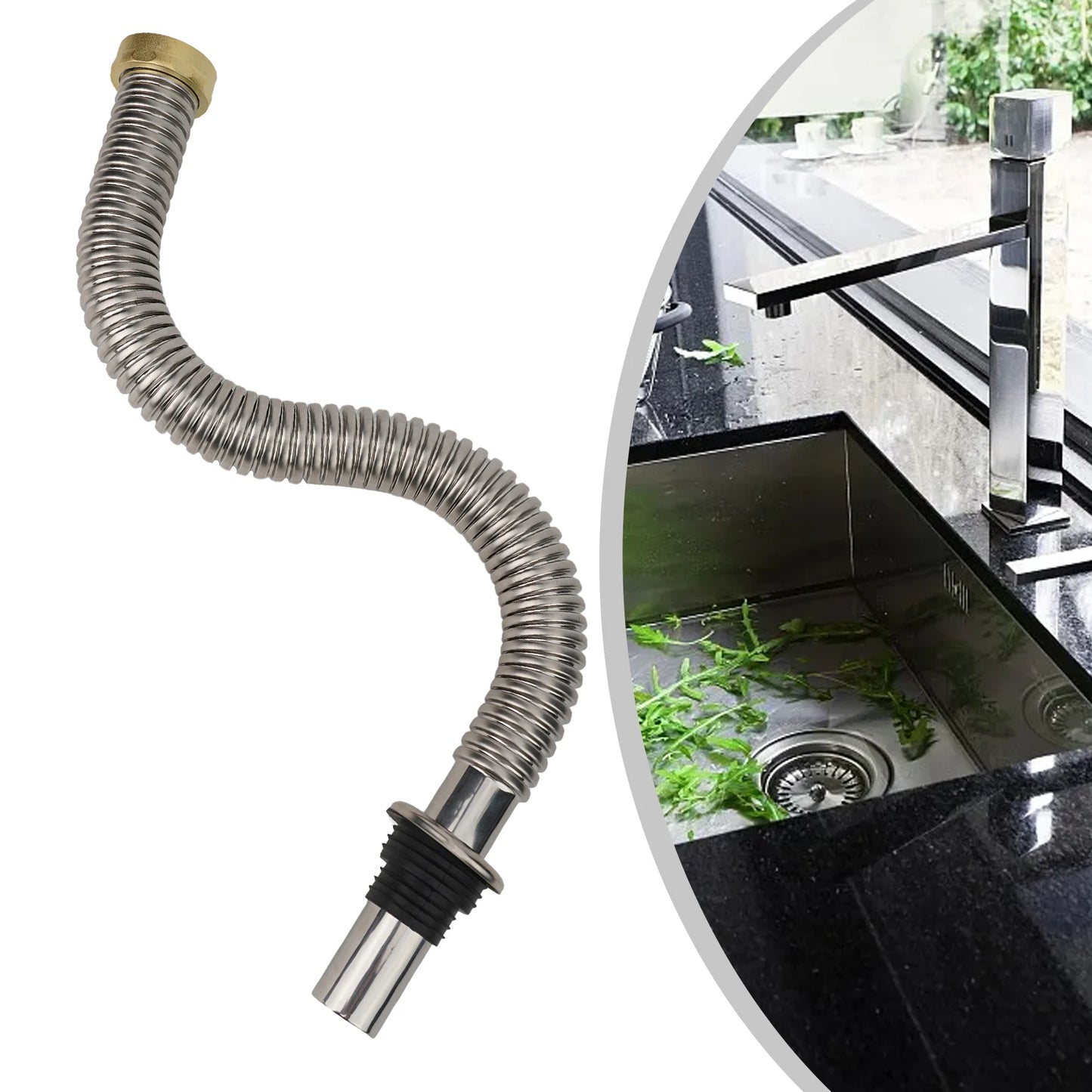 40/60cm Stainless Steel Bathroom Kitchen Sink Siphon Waste Drain Flexible Pipe Hose Home Retractable Drainage Tube