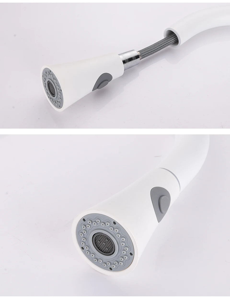 Black/Matte White Kitchen Faucet Single Hole Pull Out Stream Sprayer Head Sink Mixer Tap Deck Mounted Cold Hot Water Chrome Tap