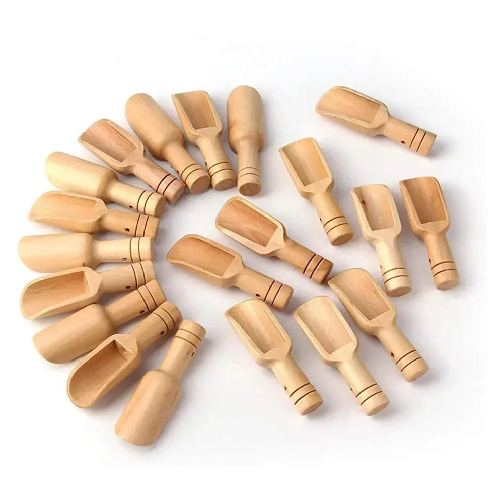 1 pc Wooden Handle Small Salt Shovel Scoop Teaspoon Ground Milk Powder Coffee Scoops Condiment Spoon