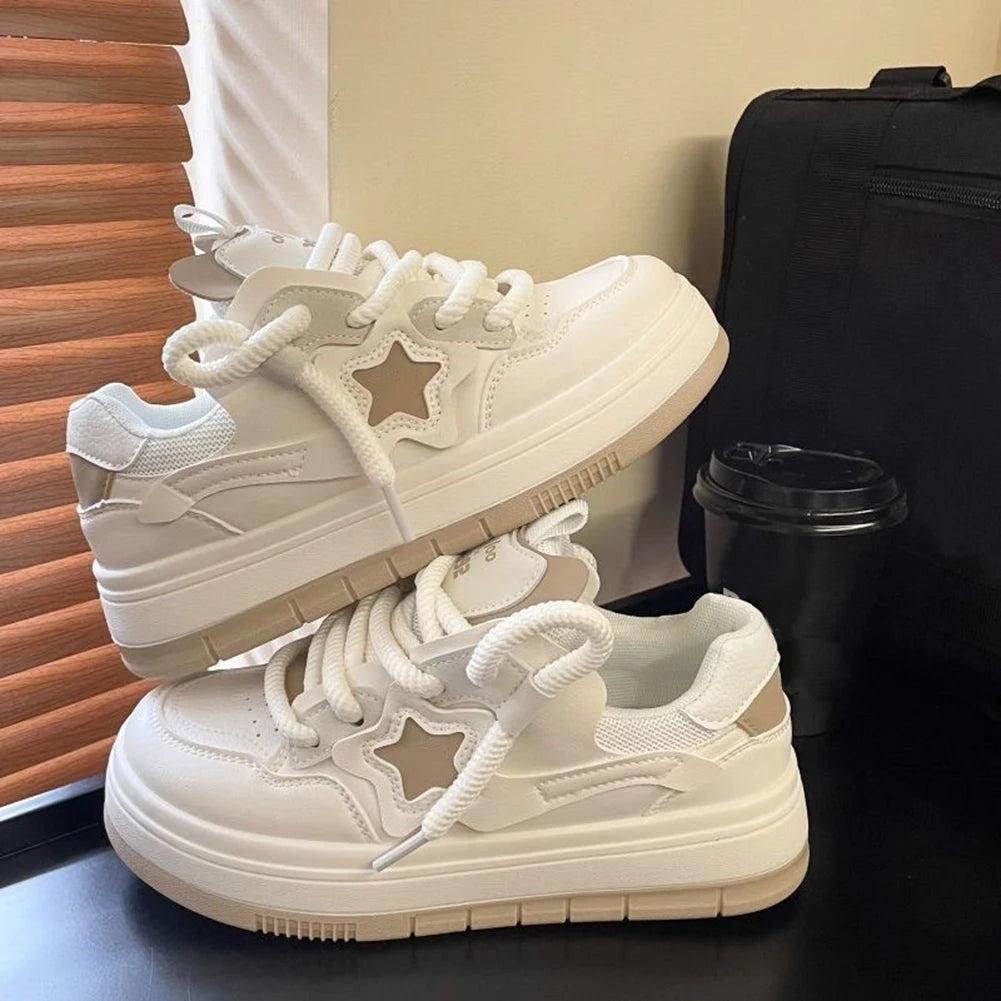 Star Walking Sneakers Casual Sport Shoes Thick Sole Comfortable Running Shoes Non-Slip Aesthetic Tennis Shoes for Outdoor Sports