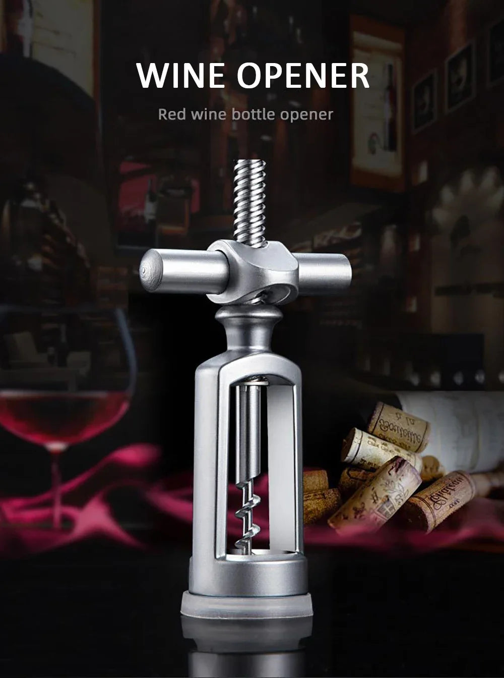 Portable Metal Red Wine Opener Zinc Alloy Corkscrew Cork Puller Remover Champagne Opener Wine Opener Kitchen Tools
