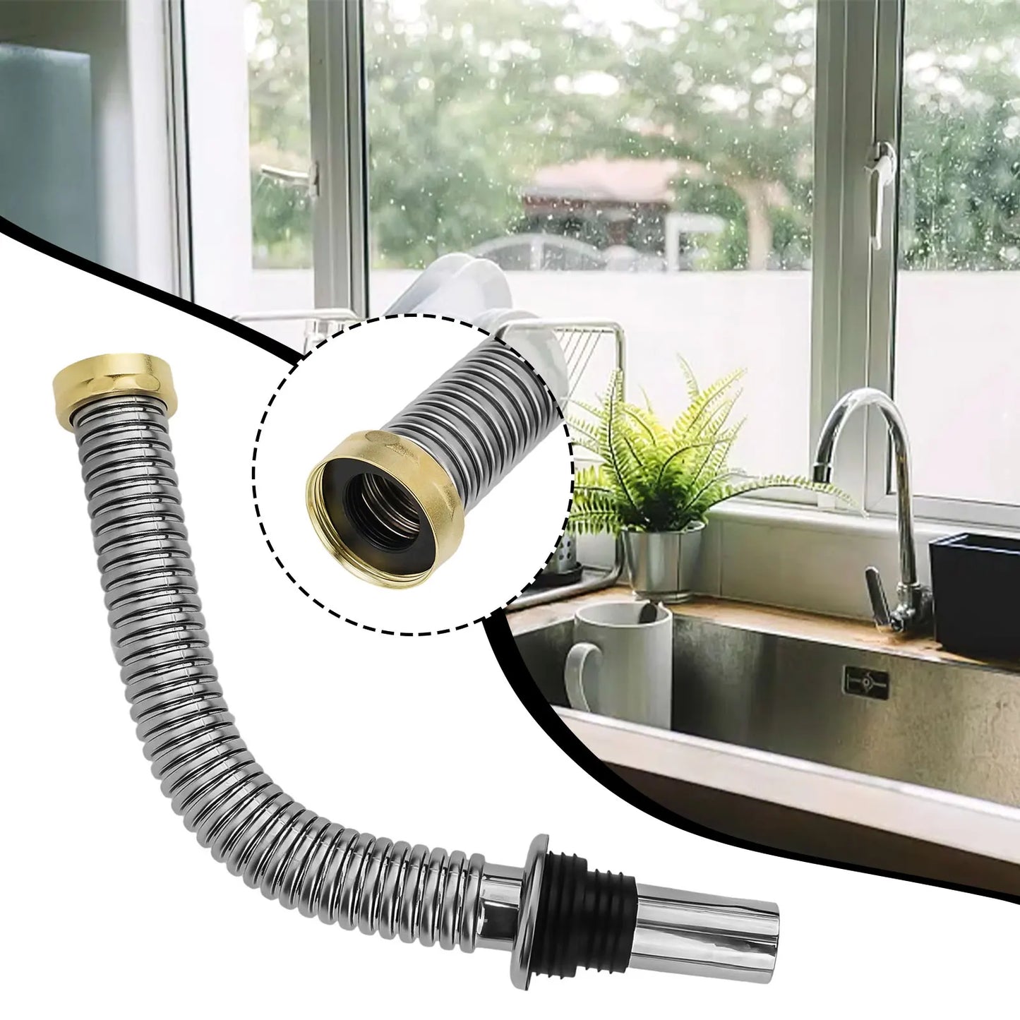 40/60cm Stainless Steel Bathroom Kitchen Sink Siphon Waste Drain Flexible Pipe Hose Home Retractable Drainage Tube