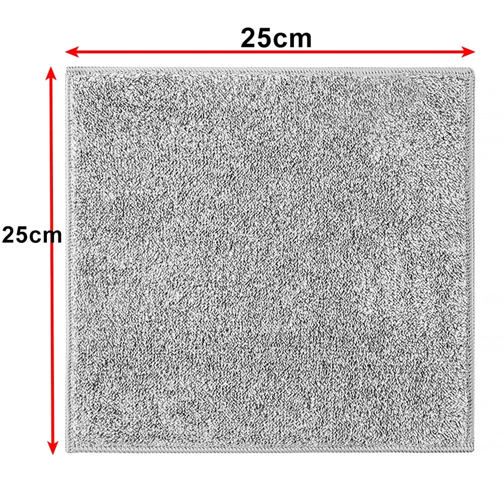1/5PCS Thickened Gray Bamboo Charcoal Super Absorbent Dishcloth Anti-grease Kitchen Wiping Rags Microfiber Cleaning Cloths