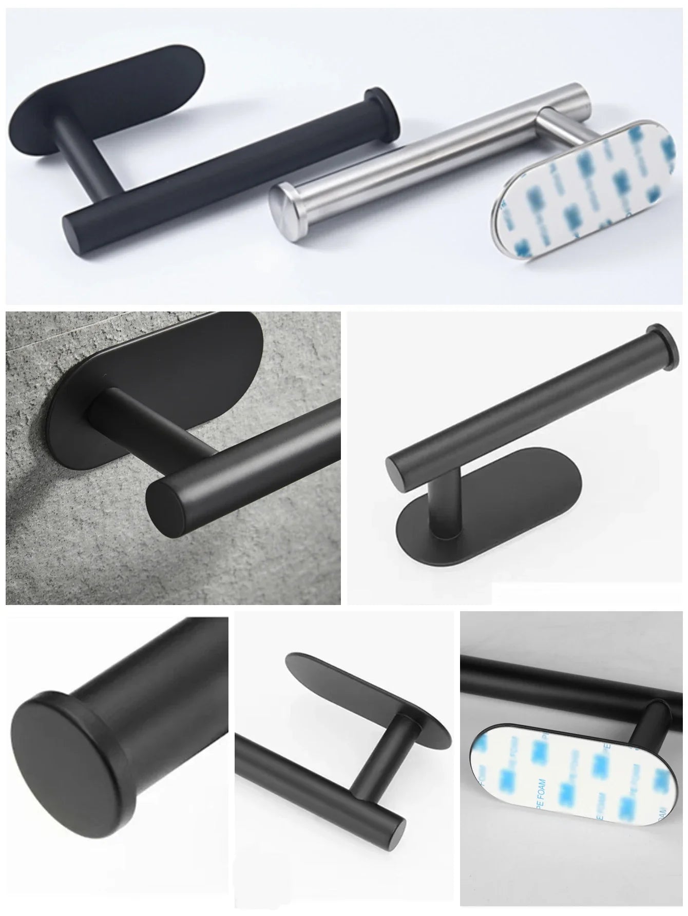 1pc Stainless Steel Paper Towel Holder No Punch Wall Mount Paper Roll Shelving Toilet Home Bathroom Kitchen Organizer