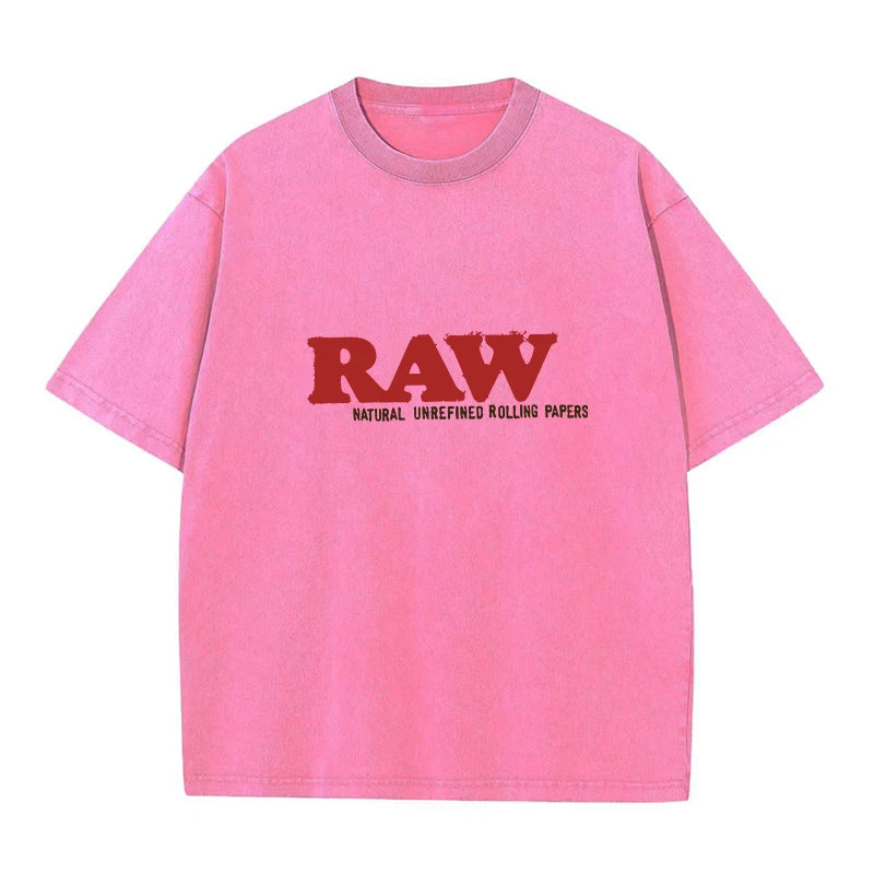 Summer New Men's T Shirts Oversized Loose Clothes Retro Short Sleeves Fashion American Raw Letters Print Crew Neck T Shirts