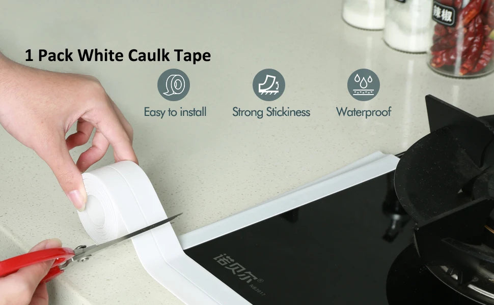 PVC Waterproof Sealing Tape Bathroom Toilet Caulk Tape Kitchen Sink Countertop Mildew Fouling Proof Sealer Self Adhesive Strip