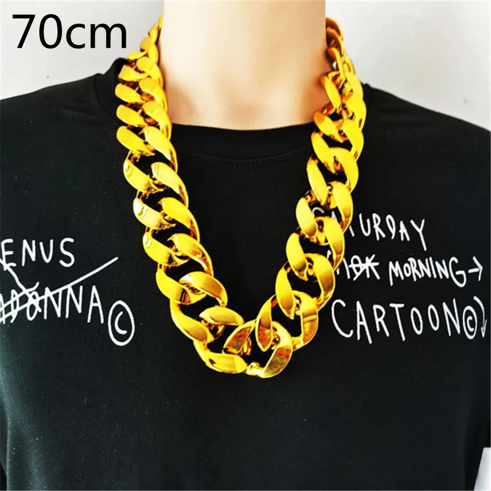 Hip Hop Gold Color Big Acrylic Chunky Chain Necklace For Men Punk Oversized Large Plastic Link Chain Men's Jewelry