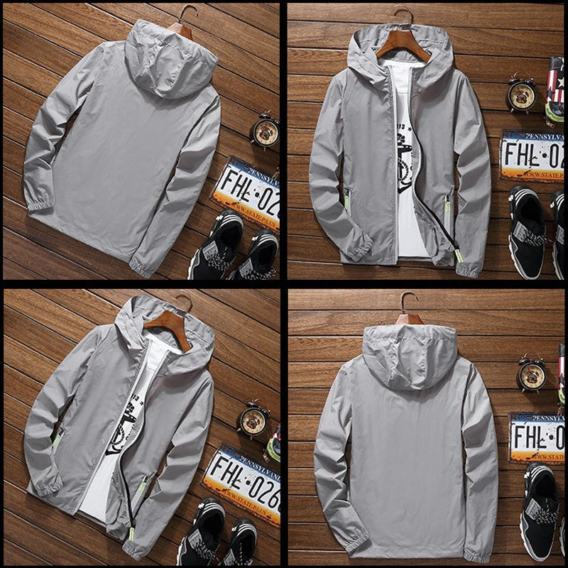 Mens Women Reflective Jacket DIY Custom Design Logo Windbreaker Zipper Jackets Coat Sunscreen Jacket Sports Pilot Oversized 7XL