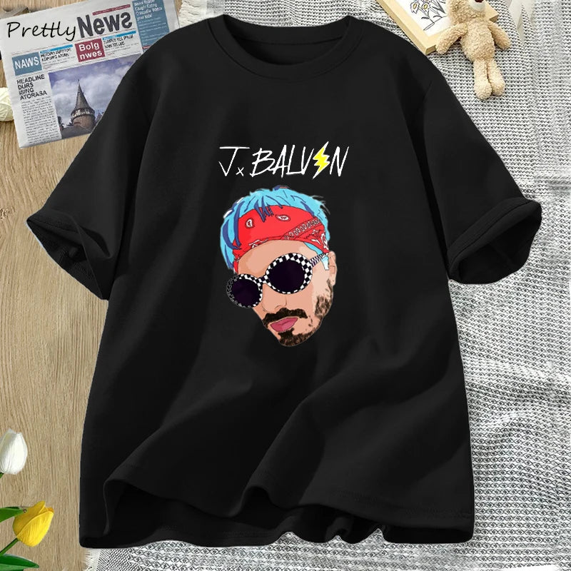 J Balvin T Shirts Women Men Singer Music Tee Shirt Summer Oversized Women's Cotton T-shirt Unisex Streetwear Womans Clothing