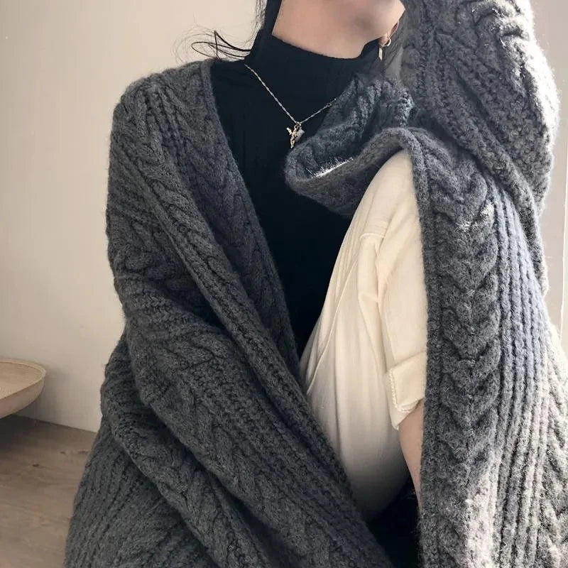 Women Sweater Cardigans Autumn Winter Knitted Jackets Korean Loose Oversized Long Sleeve Elegance Sweet Casual Coats New Basics