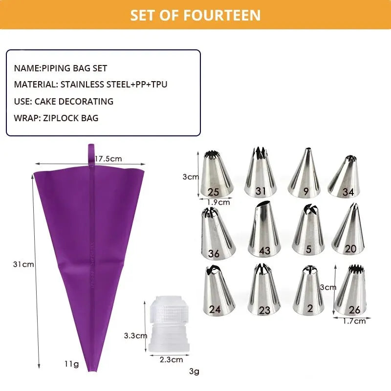 8PC/14PC Stainless Steel Flower Mouth Candy Kitchen Baking Cake Decoration Frosting Piping Cream Nozzle Tip