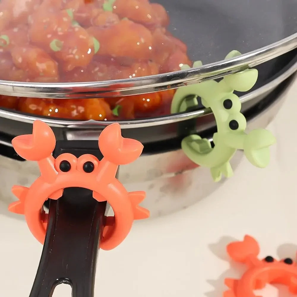 2/1Pcs Silicone Spatula Rack Small Crab Anti Scalding Overflow Pot Clip Spoon Holder Clip Universal Shovel Rack Kitchen Gadgets