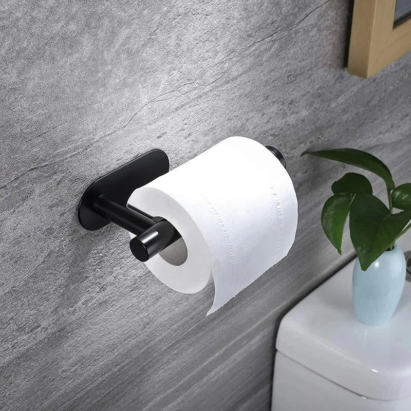 1pc Stainless Steel Paper Towel Holder No Punch Wall Mount Paper Roll Shelving Toilet Home Bathroom Kitchen Organizer